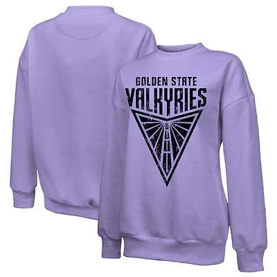 Women's Majestic Threads Violet Golden State Valkyries Oversized Primary Logo Drop Shoulder Tri-Blend Pullover Sweatshirt