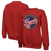 Women's Majestic Threads Red Indiana Fever Primary Logo Drop Shoulder Tri-Blend Pullover Sweatshirt