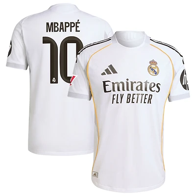 Men's adidas Kylian Mbappé White Real Madrid 2025/26 Home Authentic Player Jersey