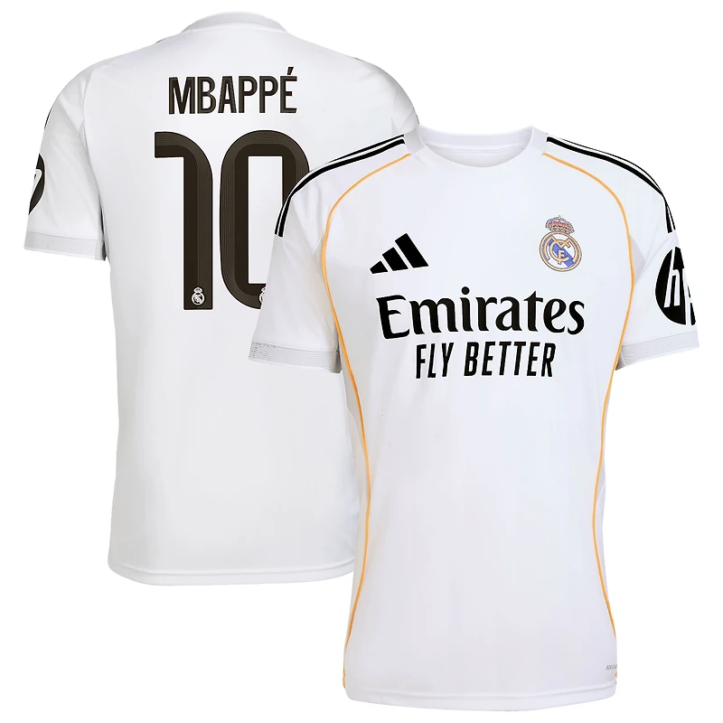 Men's adidas Kylian Mbappé White Real Madrid 2025/26 Home Replica Player Jersey