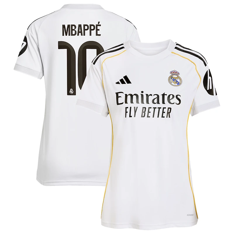 Women's adidas Kylian Mbappé White Real Madrid 2025/26 Home Replica Player Jersey