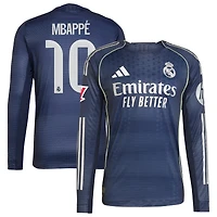 Men's adidas Kylian Mbappé Blue Real Madrid 2025/26 Away Authentic Long Sleeve Player Jersey
