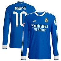 Men's adidas Kylian Mbappé Blue Real Madrid 2025/26 Third Authentic Long Sleeve Player Jersey