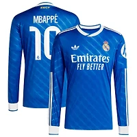 Men's adidas Kylian Mbappé Blue Real Madrid 2025/26 Third Replica Long Sleeve Player Jersey