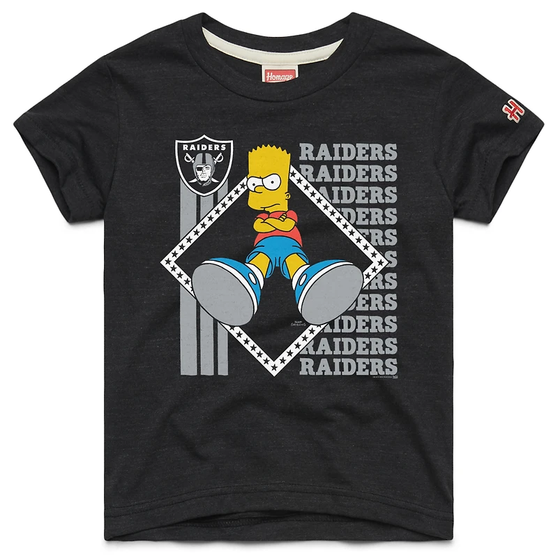 Youth Homage x The Simpsons Black Las Vegas Raiders Tri-Blend T-Shirt