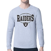 Men's Starter Heather Gray Las Vegas Raiders Team Track Graphic Long Sleeve T-Shirt