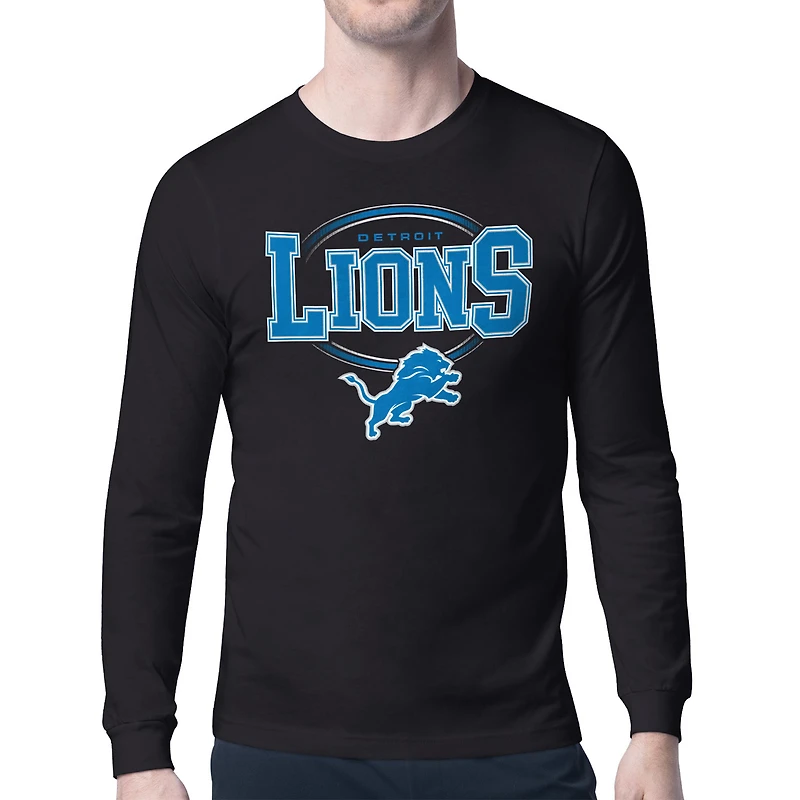 Men's Starter Detroit Lions Team Track Graphic Long Sleeve T-Shirt