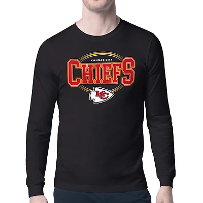 Men's Starter Black Kansas City Chiefs Team Track Graphic Long Sleeve T-Shirt