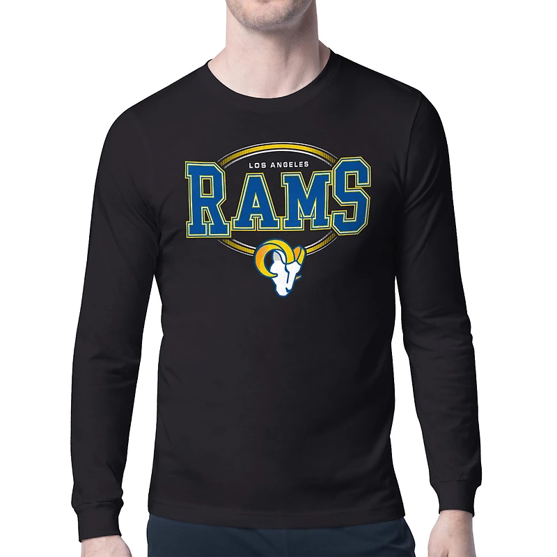 Men's Starter Black Los Angeles Rams Team Track Graphic Long Sleeve T-Shirt