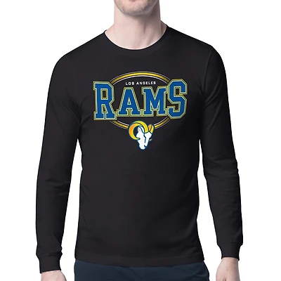 Men's Starter Black Los Angeles Rams Team Track Graphic Long Sleeve T-Shirt