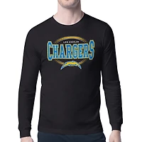 Men's Starter Black Los Angeles Chargers Team Track Graphic Long Sleeve T-Shirt