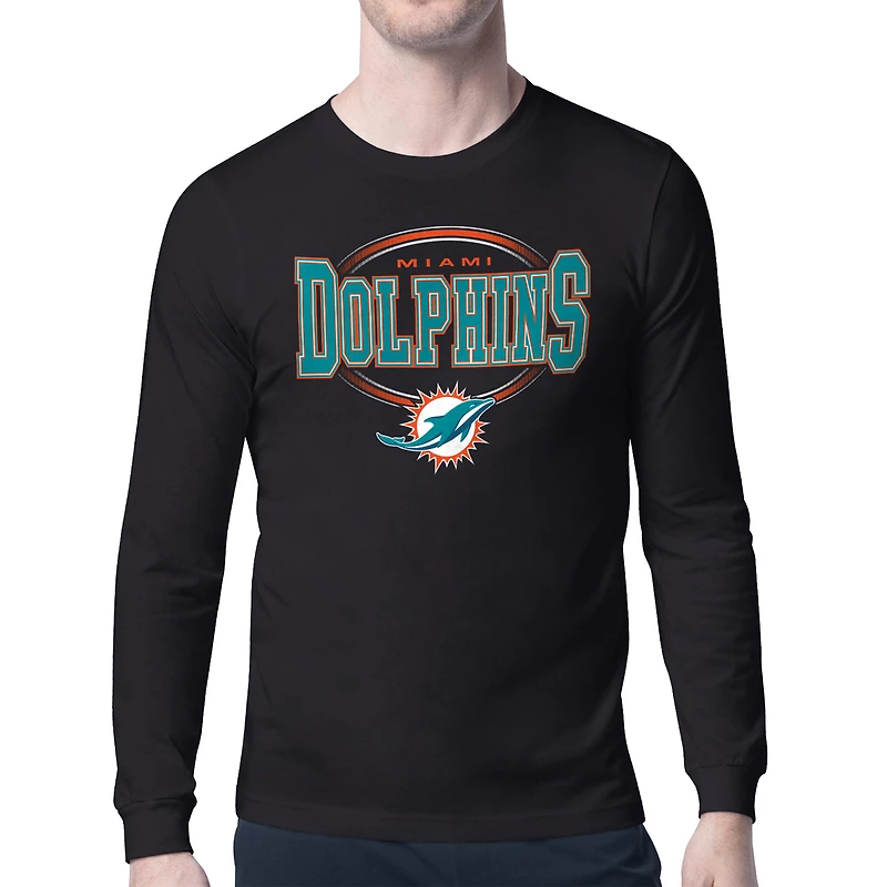 Men's Starter Miami Dolphins Team Track Graphic Long Sleeve T-Shirt