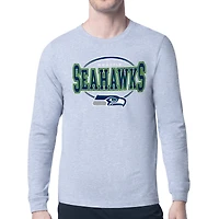 Men's Starter Heather Gray Seattle Seahawks Team Track Graphic Long Sleeve T-Shirt