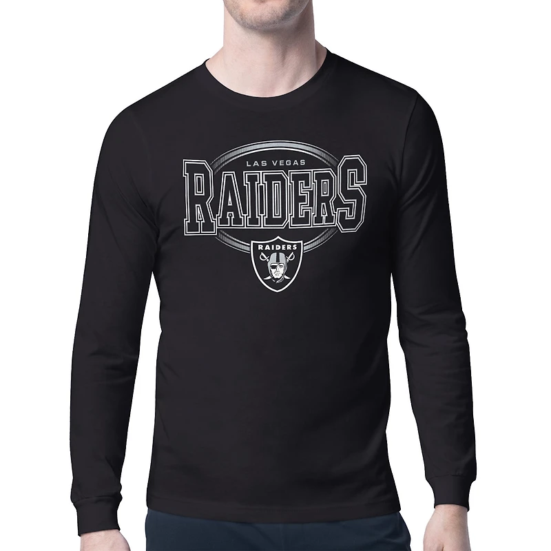 Men's Starter Black Las Vegas Raiders Team Track Graphic Long Sleeve T-Shirt