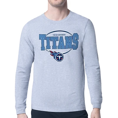 Men's Starter Heather Gray Tennessee Titans Team Track Graphic Long Sleeve T-Shirt