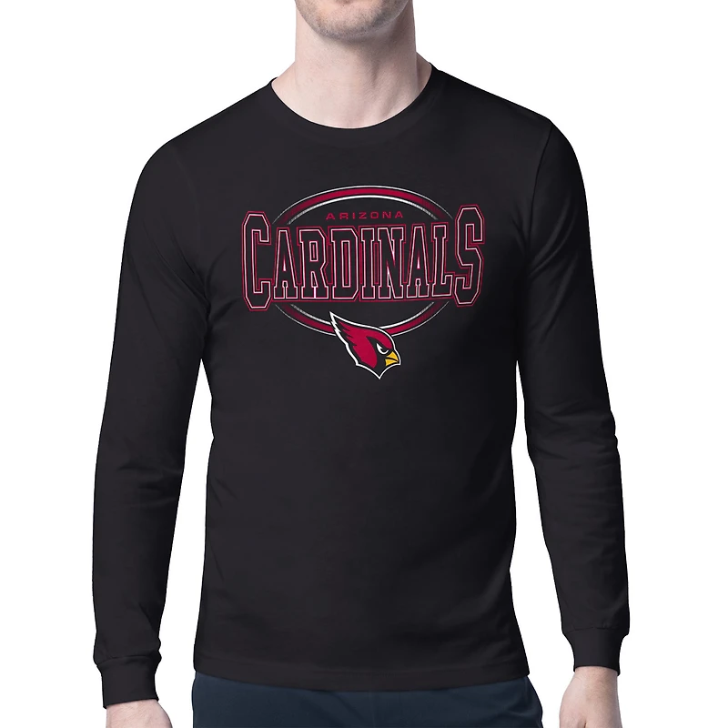 Men's Starter Black Arizona Cardinals Team Track Graphic Long Sleeve T-Shirt