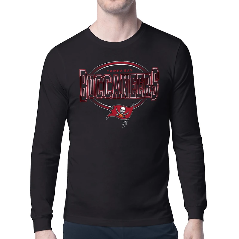 Men's Starter Black Tampa Bay Buccaneers Team Track Graphic Long Sleeve T-Shirt