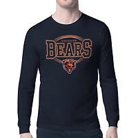 Men's Starter Navy Chicago Bears Team Track Graphic Long Sleeve T-Shirt