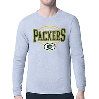 Men's Starter Heather Gray Green Bay Packers Team Track Graphic Long Sleeve T-Shirt