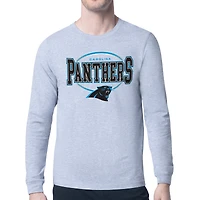 Men's Starter Heather Gray Carolina Panthers Team Track Graphic Long Sleeve T-Shirt