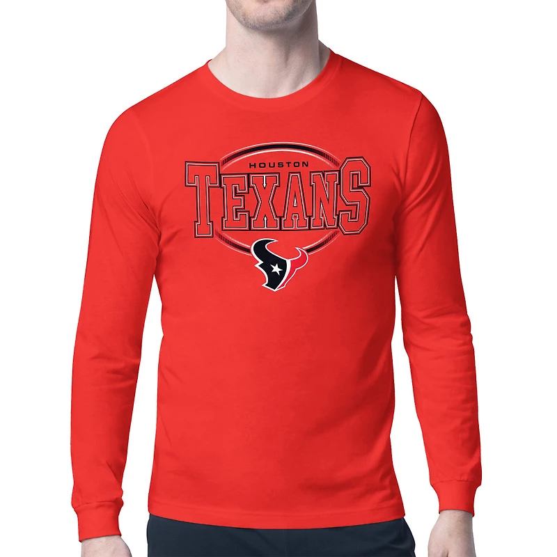Men's Starter Red Houston Texans Team Track Graphic Long Sleeve T-Shirt