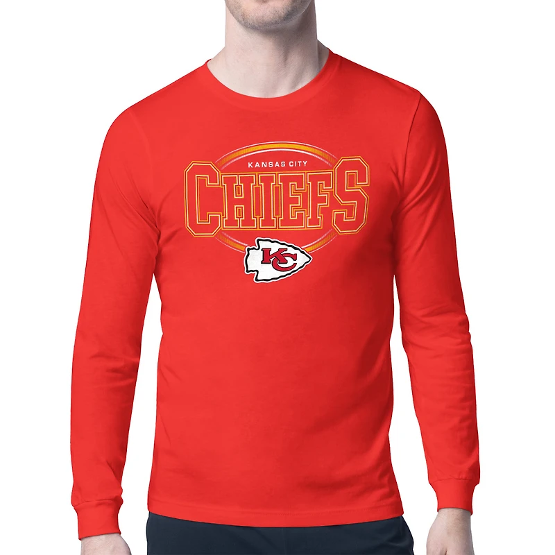 Men's Starter Red Kansas City Chiefs Team Track Graphic Long Sleeve T-Shirt