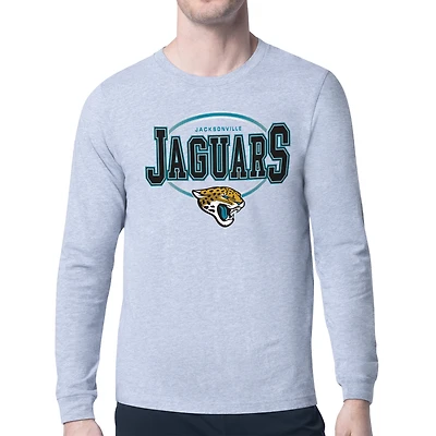 Men's Starter Heather Gray Jacksonville Jaguars Team Track Graphic Long Sleeve T-Shirt