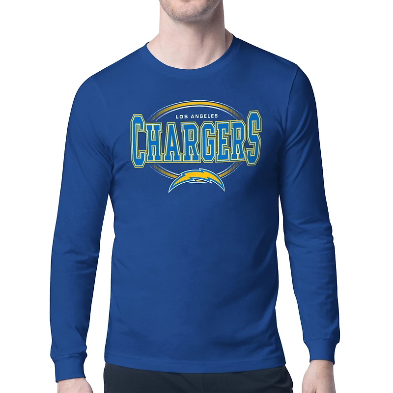 Men's Starter Royal Los Angeles Chargers Team Track Graphic Long Sleeve T-Shirt
