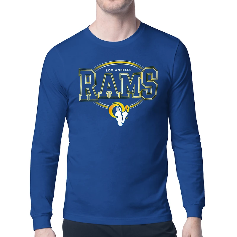 Men's Starter Royal Los Angeles Rams Team Track Graphic Long Sleeve T-Shirt