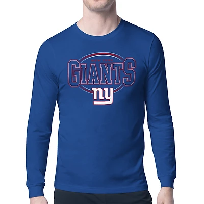 Men's Starter Royal New York Giants Team Track Graphic Long Sleeve T-Shirt