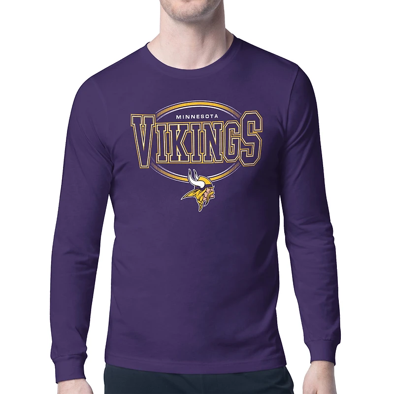 Men's Starter Minnesota Vikings Team Track Graphic Long Sleeve T-Shirt