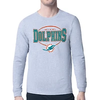 Men's Starter Gray Miami Dolphins Team Track Graphic Long Sleeve T-Shirt