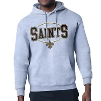 Men's Starter Heather Gray New Orleans Saints Team Track Graphic Pullover Hoodie