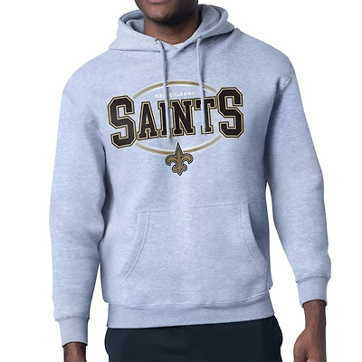 Men's Starter Heather Gray New Orleans Saints Team Track Graphic Pullover Hoodie