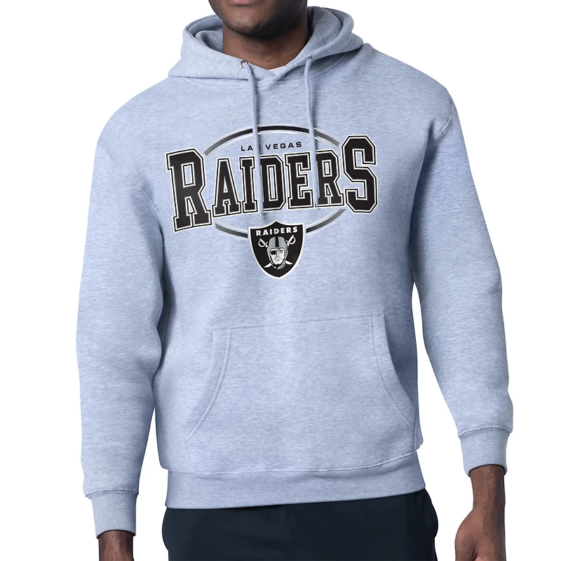 Men's Starter Heather Gray Las Vegas Raiders Team Track Graphic Pullover Hoodie