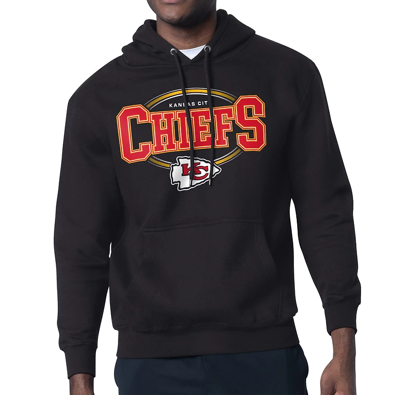 Men's Starter Black Kansas City Chiefs Team Track Graphic Pullover Hoodie