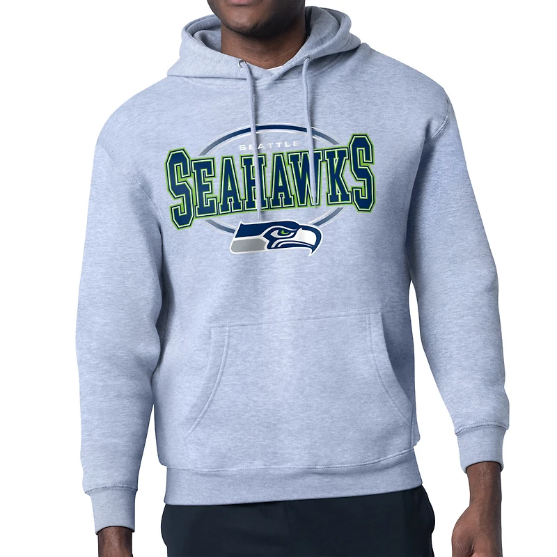 Men's Starter Heather Gray Seattle Seahawks Team Track Graphic Pullover Hoodie