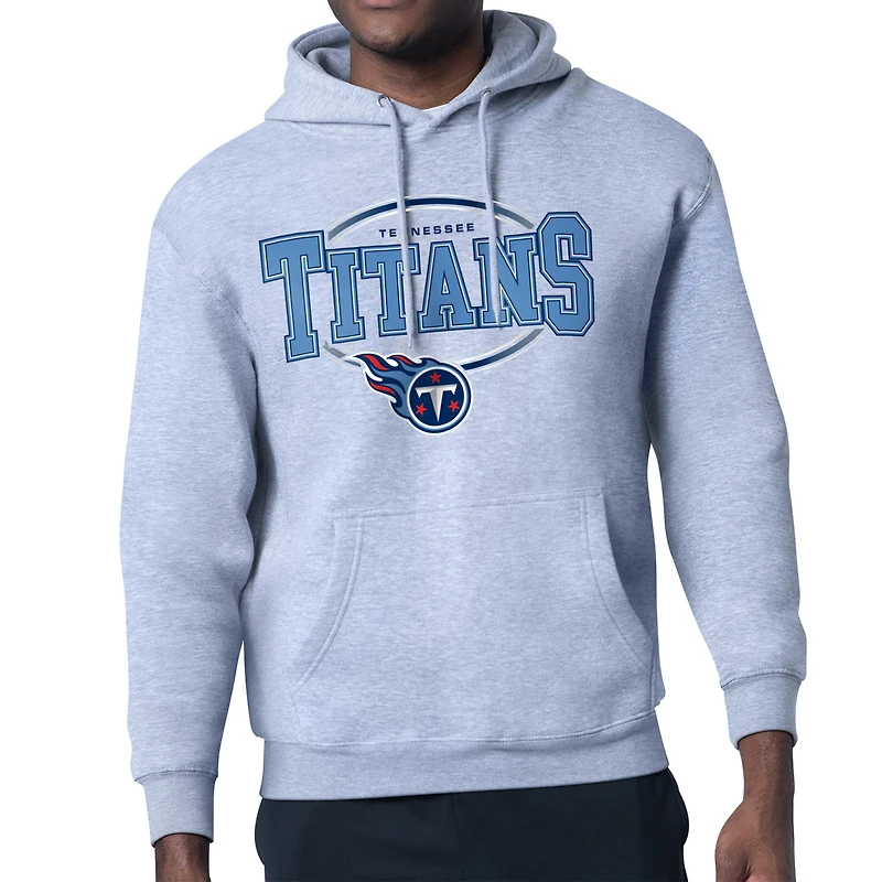 Men's Starter Heather Gray Tennessee Titans Team Track Graphic Pullover Hoodie