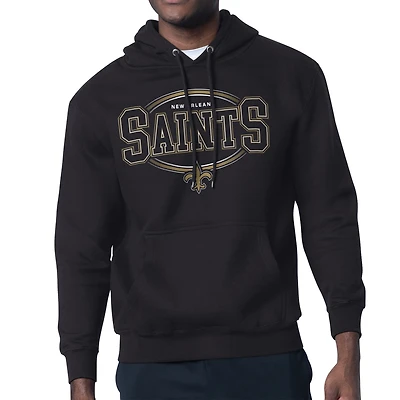 Men's Starter Black New Orleans Saints Team Track Graphic Pullover Hoodie