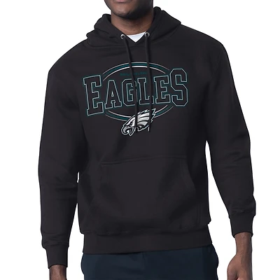 Men's Starter Black Philadelphia Eagles Team Track Graphic Pullover Hoodie