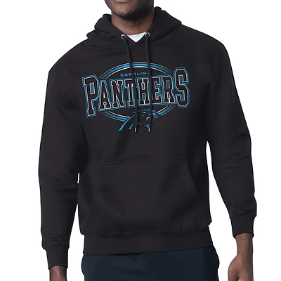 Men's Starter Black Carolina Panthers Team Track Graphic Pullover Hoodie