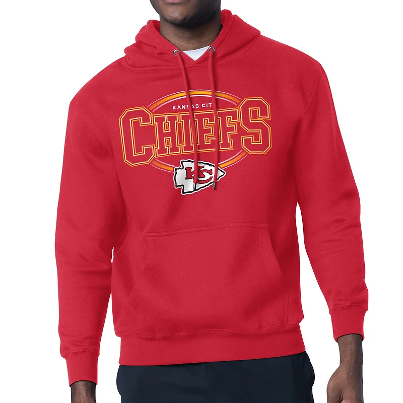 Men's Starter Red Kansas City Chiefs Team Track Graphic Pullover Hoodie