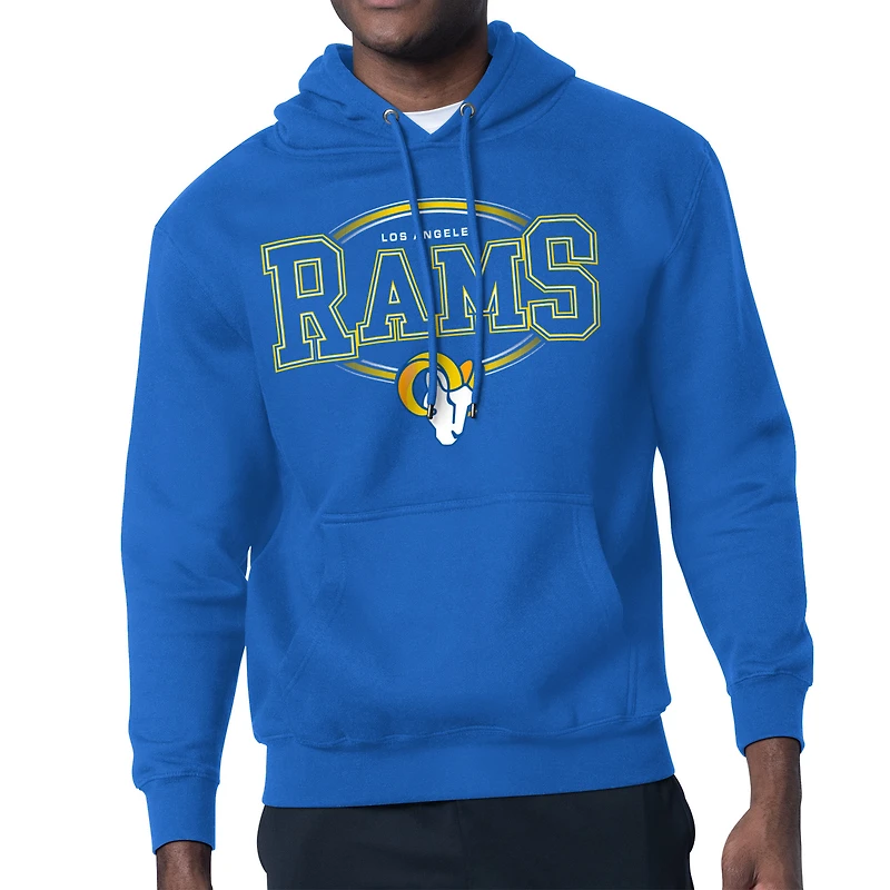 Men's Starter Royal Los Angeles Rams Team Track Graphic Pullover Hoodie