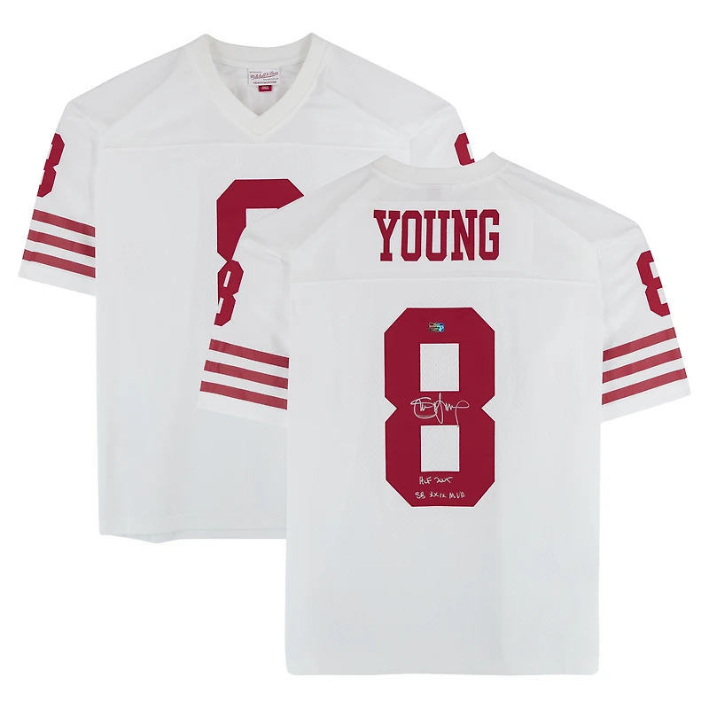 Steve Young San Francisco 49ers Autographed White Mitchell & Ness 1990 Replica Jersey with Multiple Inscriptions