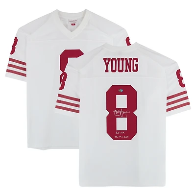 Steve Young San Francisco 49ers Autographed White Mitchell & Ness 1990 Replica Jersey with Multiple Inscriptions