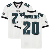 Brian Dawkins Philadelphia Eagles Autographed 2004 White Mitchell & Ness Authentic Jersey with "HOF 18" Inscription