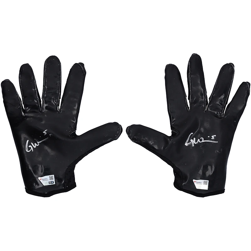 Garrett Wilson New York Jets Autographed Game-Used Black adidas Gloves from the 2024-25 NFL Season