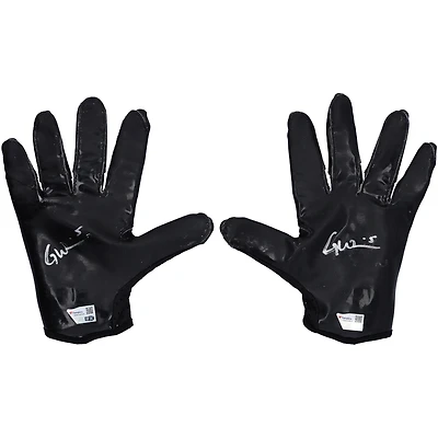 Garrett Wilson New York Jets Autographed Game-Used Black adidas Gloves from the 2024-25 NFL Season
