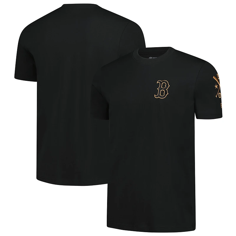Men's New Era Black Boston Red Sox Bronze Logo with Cross Bats Established T-Shirt