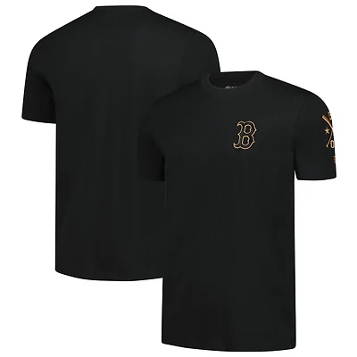 Men's New Era Black Boston Red Sox Bronze Logo with Cross Bats Established T-Shirt